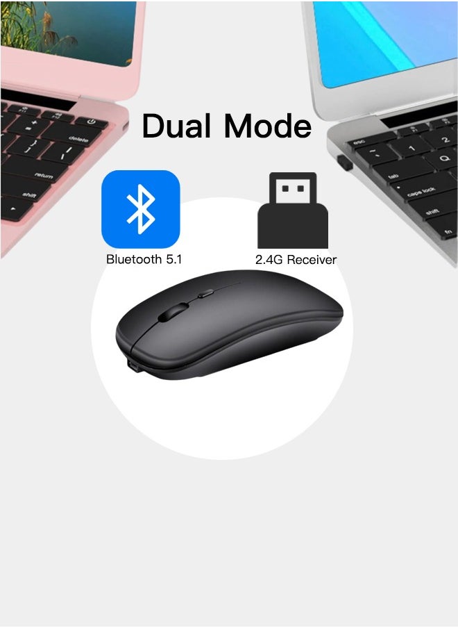 Rechargeable Wireless Bluetooth Mouse for Laptop,PC,Macbook,iPad,Desktop Computer,Black