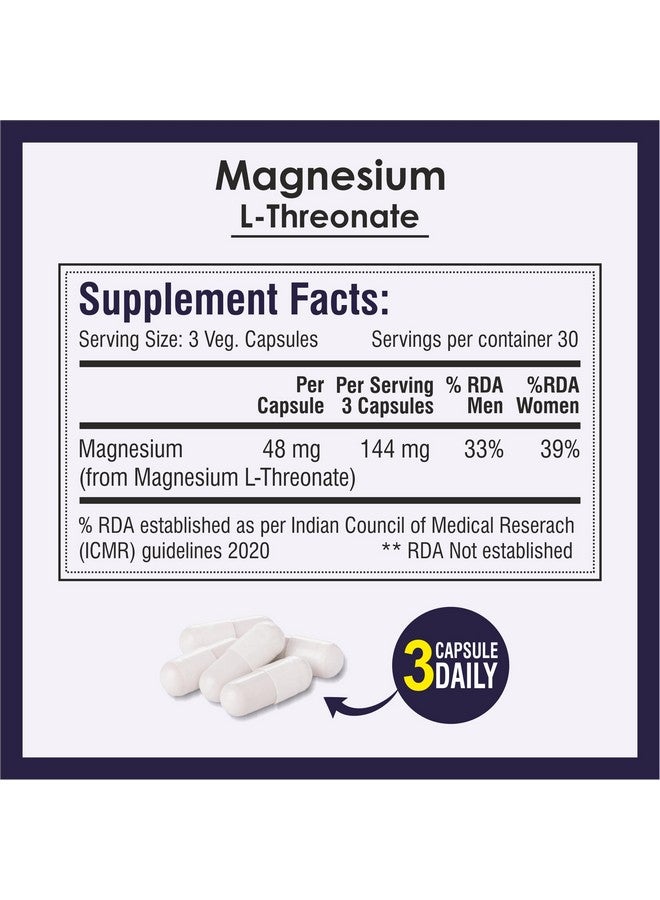 Biotrex Nutraceuticals Magnesium L Threonate - Highly Bioavailable Magnesium Threonate for Brain Health & Cognitive Function Support - 90 Vegetarian Capsules - Image 4