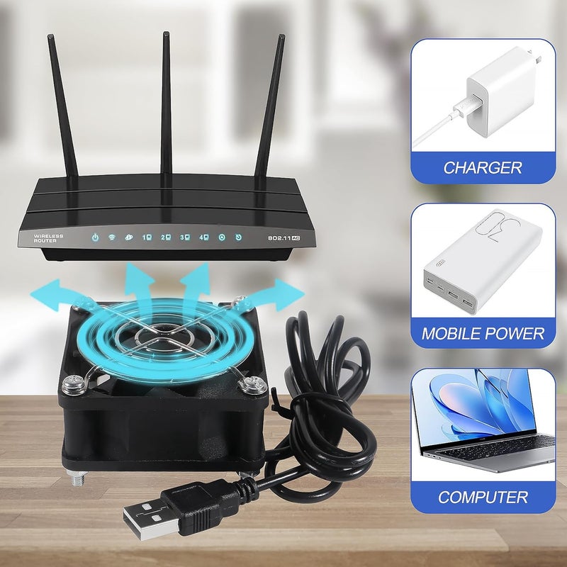UMLIFE 4 حزمة مروحة USB هادئة 60 مم محامل كروية مزدوجة 60 مم × 60 مم × 25 مم 5 فولت مروحات تبريد بدون فرش للكمبيوتر الشخصي ومبرد Raspberry Pi والتهوية - Image 3