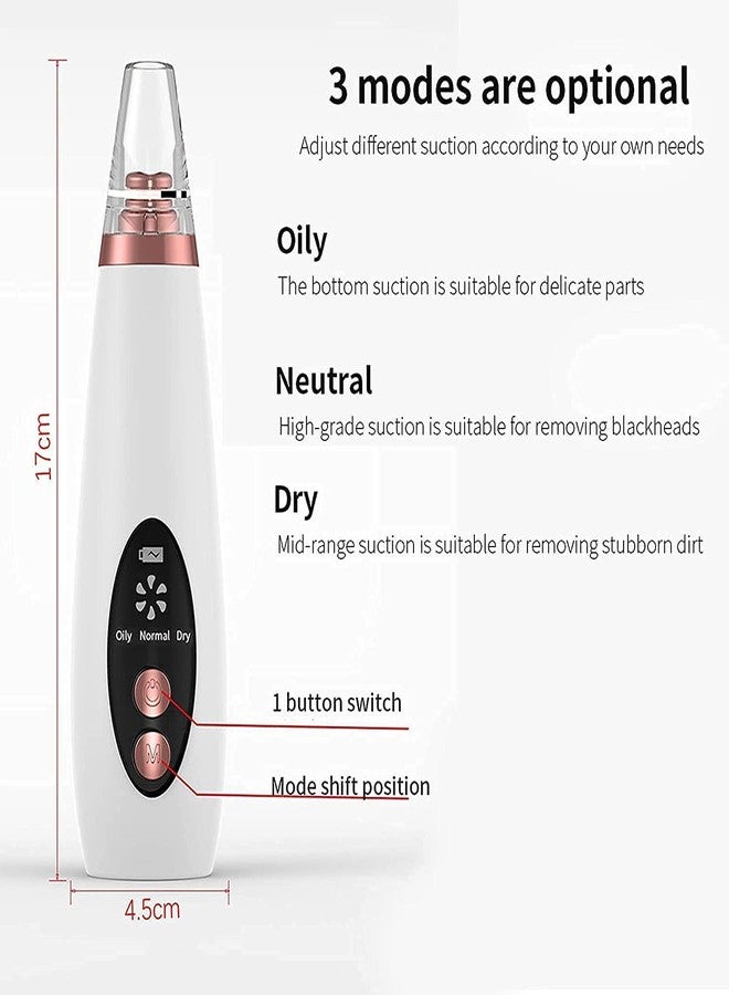 UMANATH 6 in 1 Multi-function Blackhead Remover Tools | Electric Derma suction Machine | USB Rechargeable Acne Pimple Pore Cleaner Vacuum tool | Facial Cleanser Device for Nose & Skin Care (White) (6 In 1) - Image 5