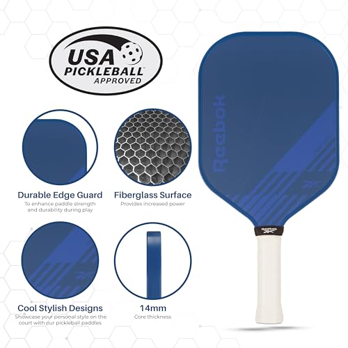 Reebok - Pickleball Set for 2 Players, Fiberglass Power Paddles with 13mm Polypropylene Core, Comfort Grip Handles, Aero Flight Balls, Ideal for Sports and Enthusiasts - Image 2