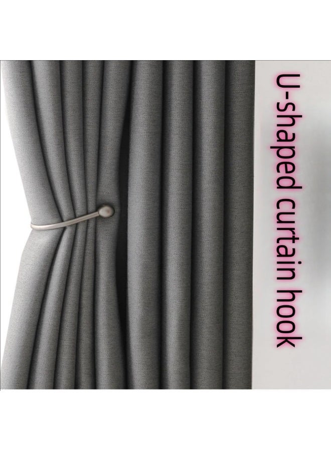 Metal U-Shape Curtain Tiebacks, Wall Mount Holdbacks, Black - Pack of 2 - Image 4