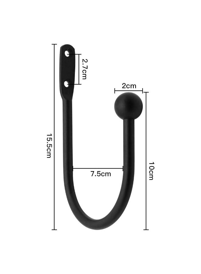 Metal U-Shape Curtain Tiebacks, Wall Mount Holdbacks, Black - Pack of 2 - Image 3