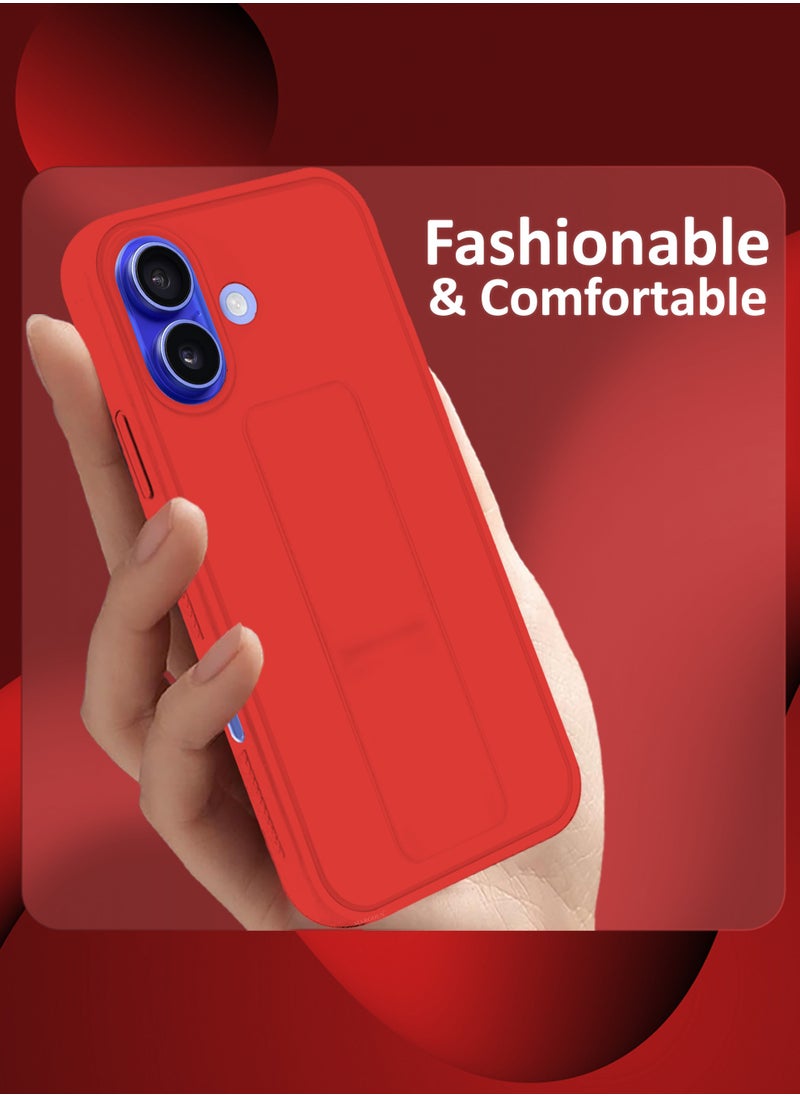 CATANES - (for Apple iPhone 16 Plus) 2Packs (1Case with 1 Screen Protector), Case Cover PU Leather Back Cover with Stand Function and Finger Grip, Shockproof Screen Protector / Red - Image 1