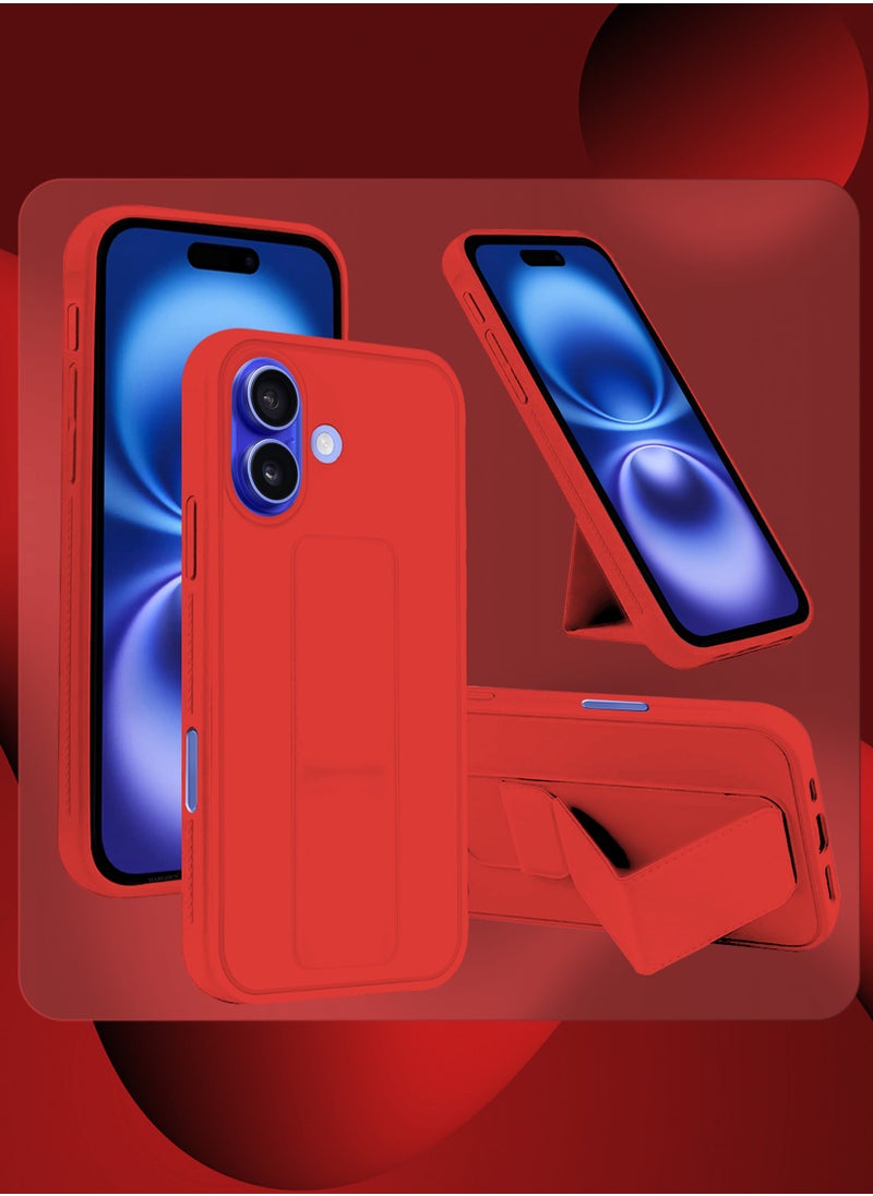 CATANES - (for Apple iPhone 16 Plus) 2Packs (1Case with 1 Screen Protector), Case Cover PU Leather Back Cover with Stand Function and Finger Grip, Shockproof Screen Protector / Red - Image 1