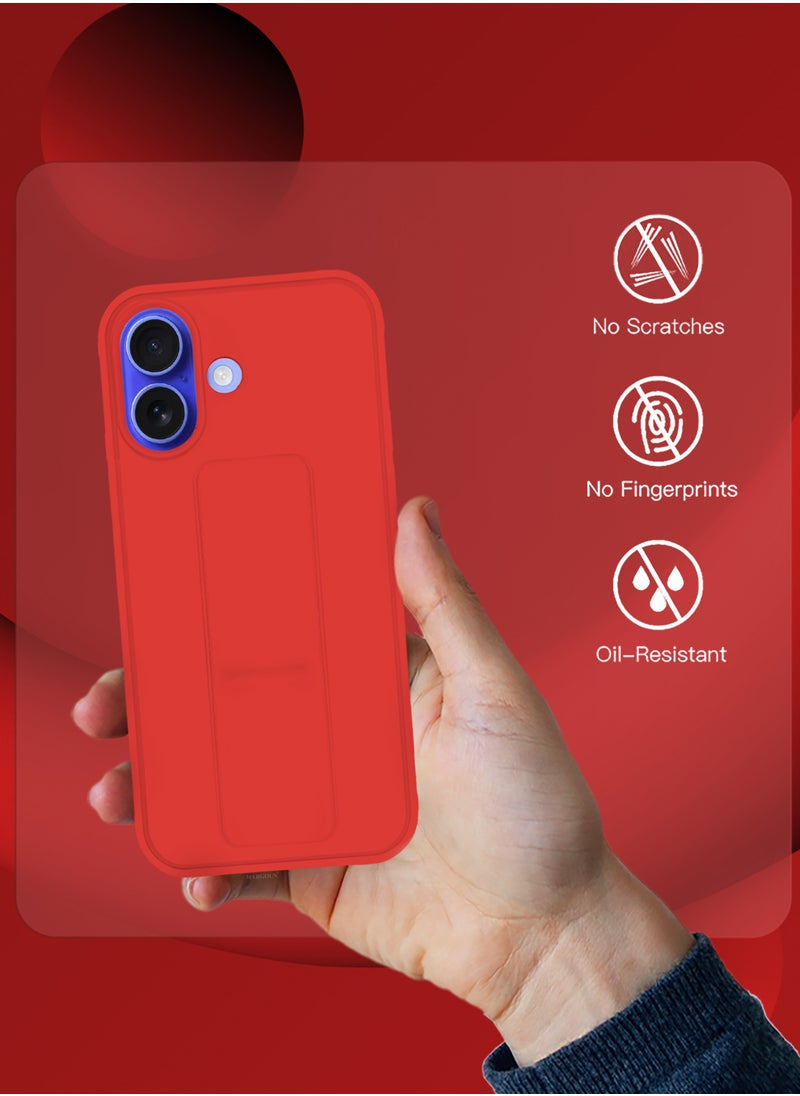 CATANES - (for Apple iPhone 16 Plus) 2Packs (1Case with 1 Screen Protector), Case Cover PU Leather Back Cover with Stand Function and Finger Grip, Shockproof Screen Protector / Red - Image 1