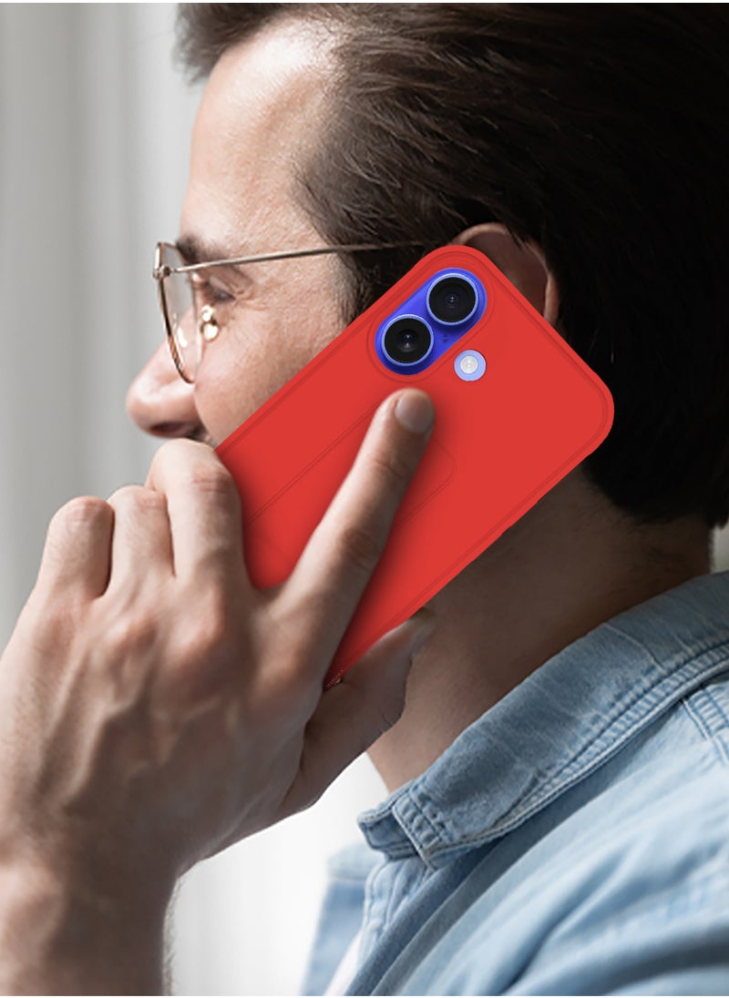 CATANES - (for Apple iPhone 16 Plus) 2Packs (1Case with 1 Screen Protector), Case Cover PU Leather Back Cover with Stand Function and Finger Grip, Shockproof Screen Protector / Red - Image 1