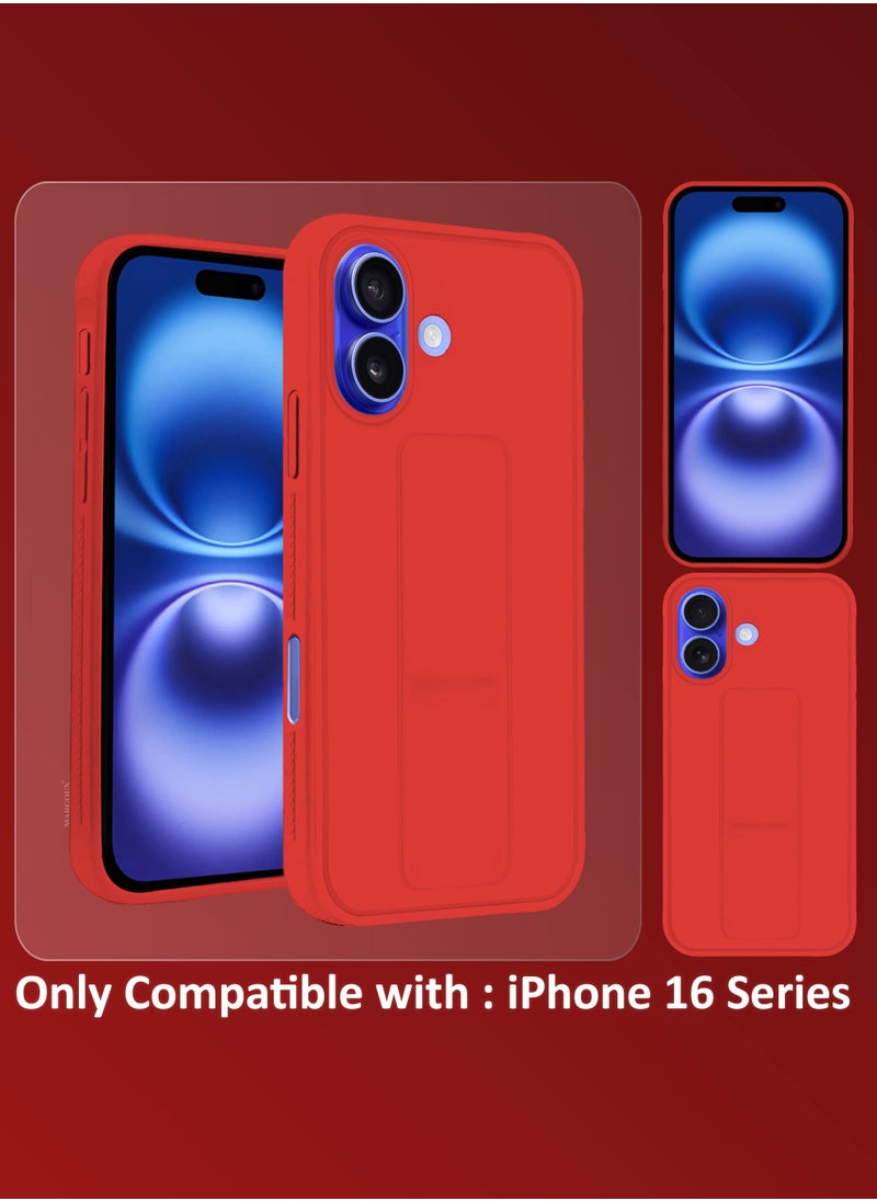 CATANES - (for Apple iPhone 16 Plus) 2Packs (1Case with 1 Screen Protector), Case Cover PU Leather Back Cover with Stand Function and Finger Grip, Shockproof Screen Protector / Red - Image 1
