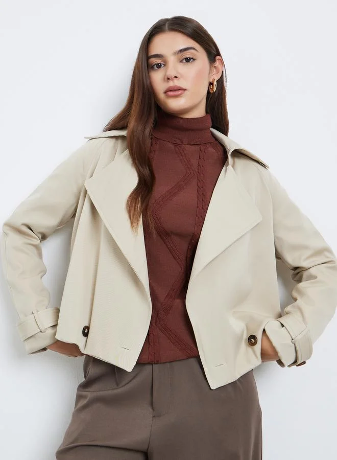 Styli Women Cream Boxy Fit Trench Jacket