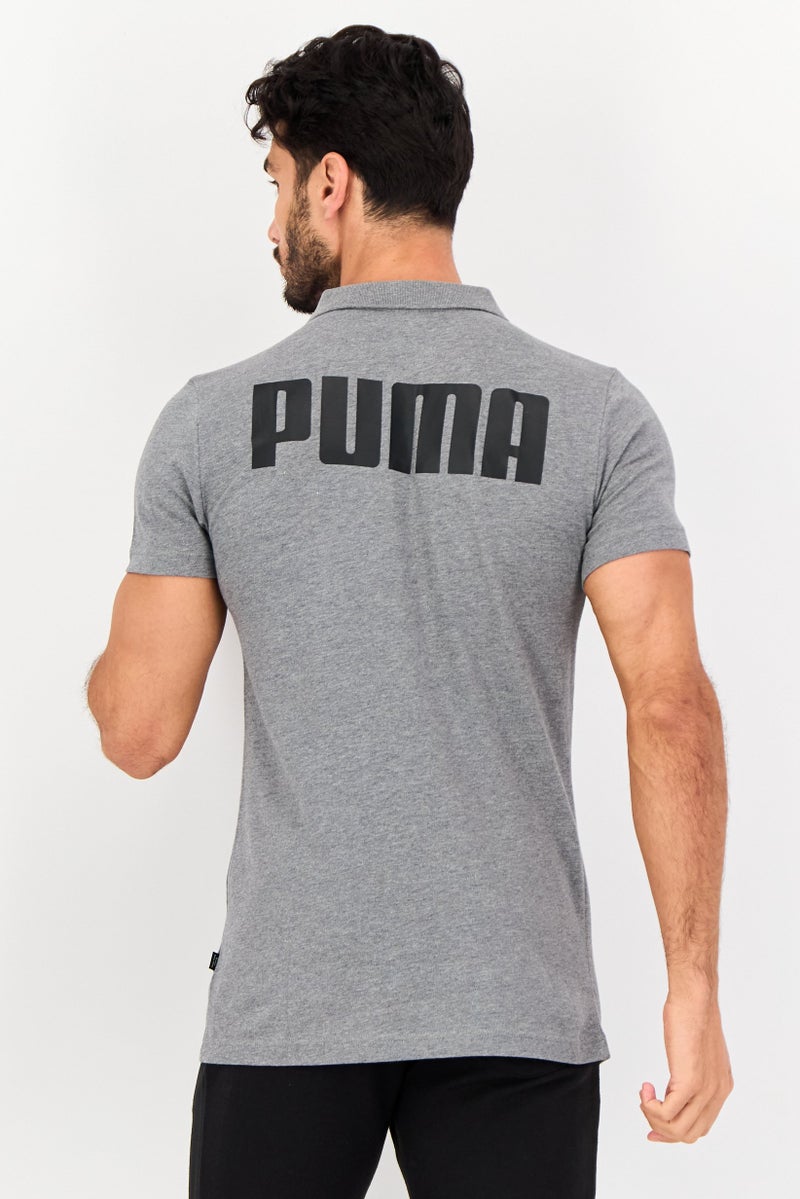 PUMA تي شيرت بولو رياضي للرجال بأكمام قصيرة، خارجي، رمادي - Image 4
