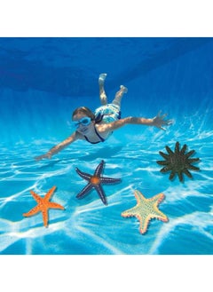 SYOSI Simulation Starfish, 4 Pieces Fish and Turtle Tank Aquarium Ornaments Soft Plastic Model Children Kids Diving Toys (Orange + Blue + Green + Red)  - Image 4