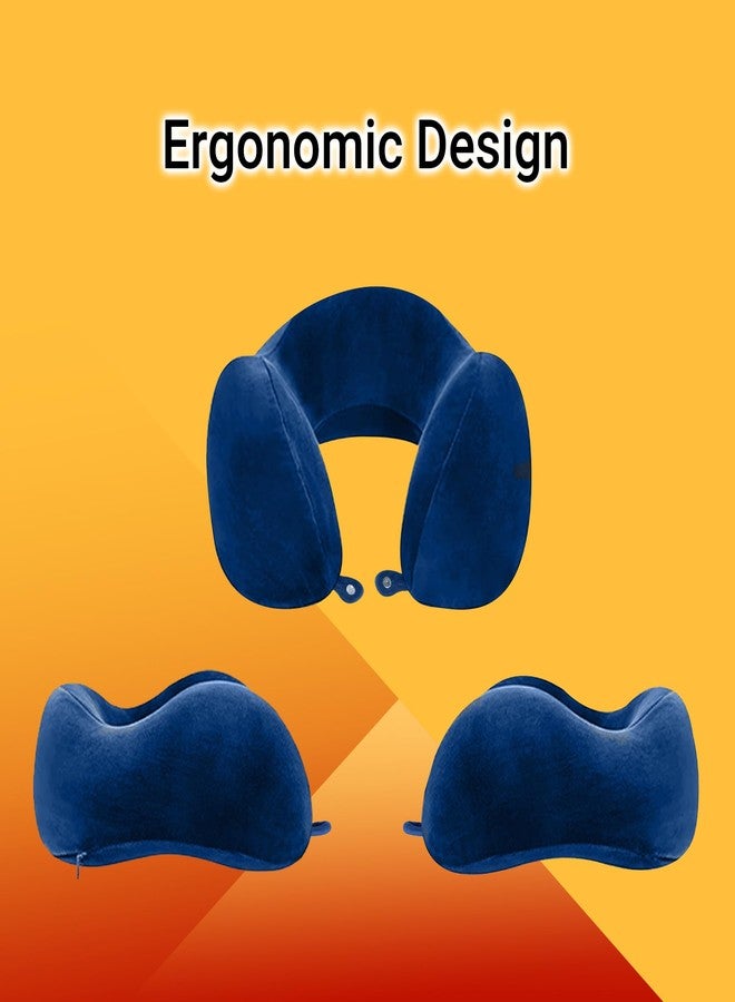 Billebon Extra Soft Memory Foam Luxury Travel Neck Support Rest Pillow with Soft Washable & Removable Cover, Multipurpose Comfortable Travel Pillow for Airplane (Navy Blue with Eye MASK) - Image 3