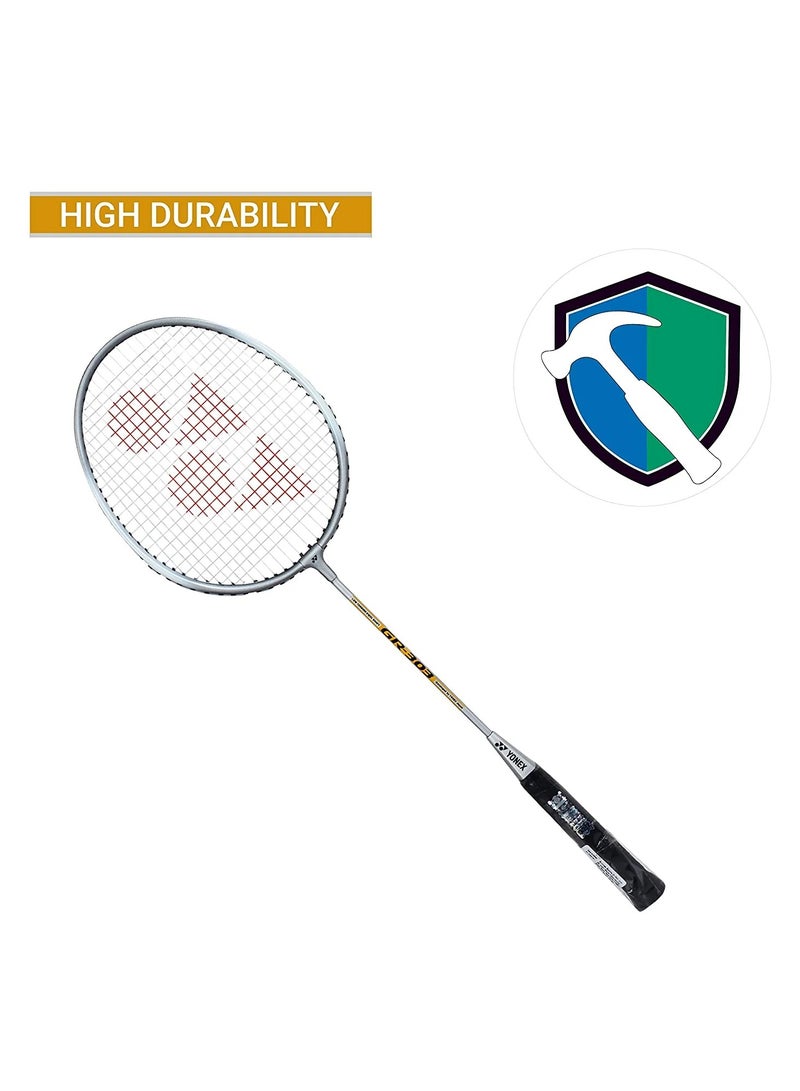 GR 303i Aluminium Strung Badminton Racket with Full Racket Cover | For Beginners | 83 grams | High Durability