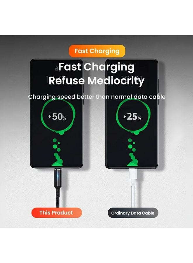 Purple USB A To Type C Fast Charging Cable 3A with Indicator Light for Xiaomi Huawei - Image 5