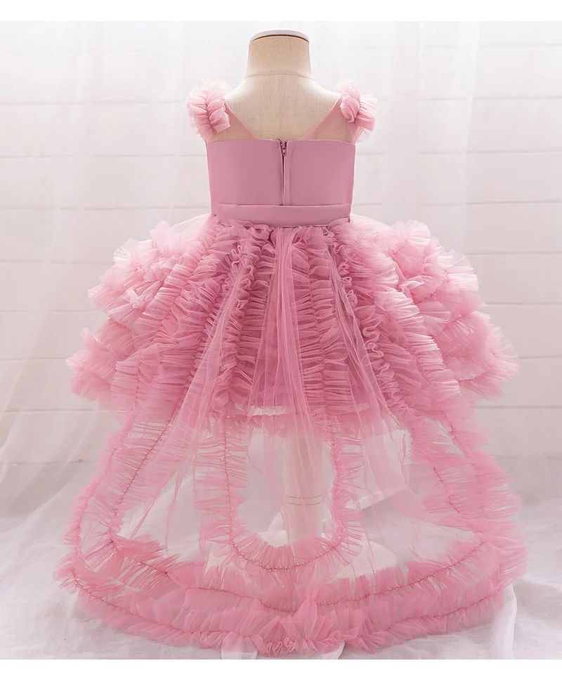 مارك وميا فستان طويل ذيل مكشكش بدون أكمام مارك وميا - وردي