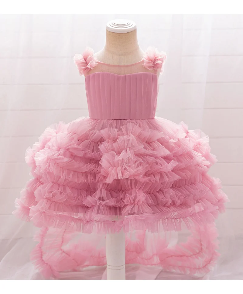 مارك وميا فستان طويل ذيل مكشكش بدون أكمام مارك وميا - وردي