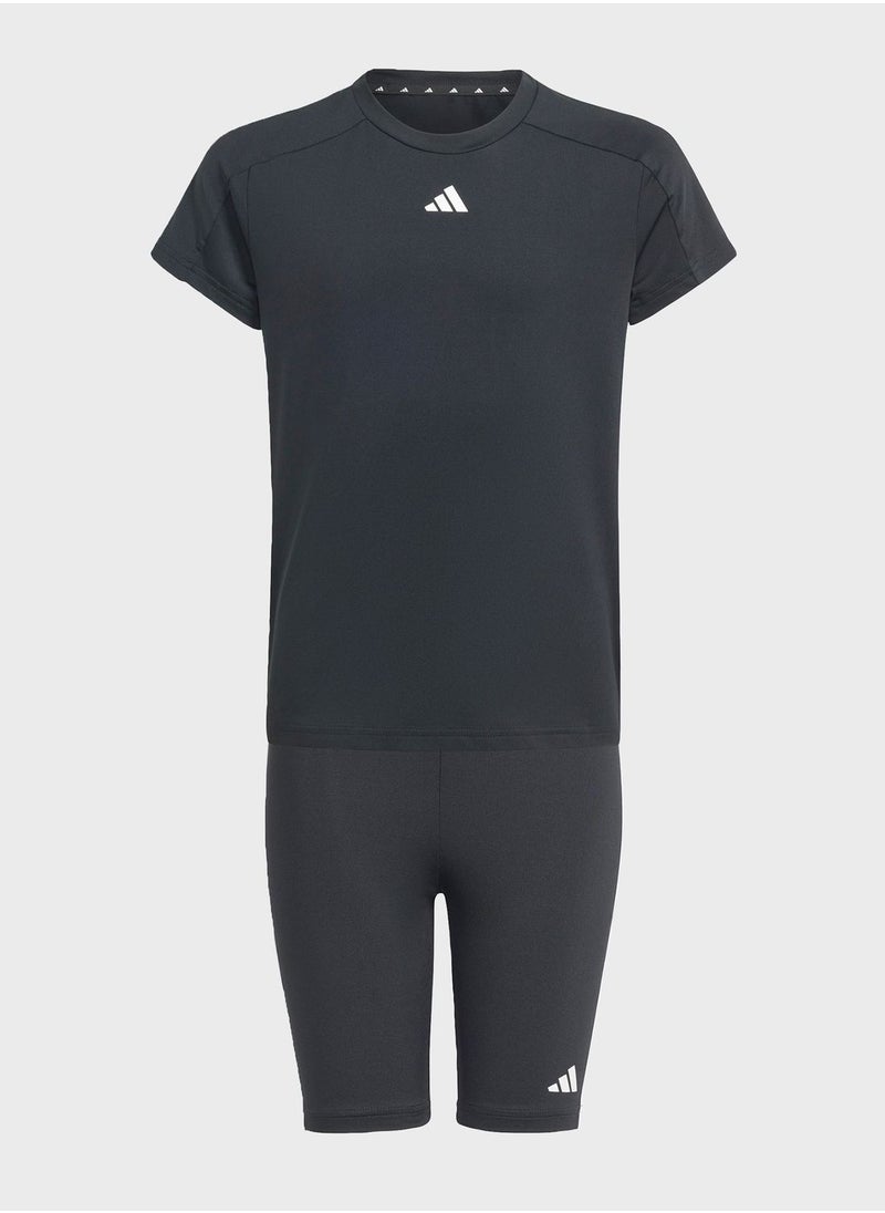 Adidas - 3 Stripes Kids Train T-Shirt Set - Image 1