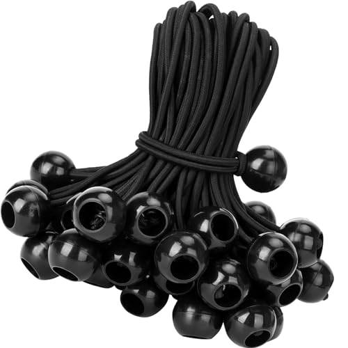 Sfemn Ball Bungee Cords 50 Pack, 5 Inch Black Tie Down Cords for Tarp, Canopy Shelter, Wall Pipe, Heavy Duty Bungie Cord Balls Canopy Tarp Tie Down Bungee Balls - Image 1