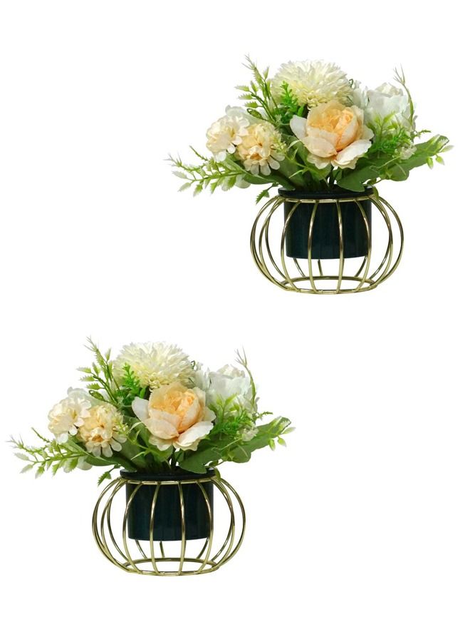 Alissa 2 Pieces Artificial Flowers With Flower Vase Home Decoration Originality Office Cabins Tables  - Image 1