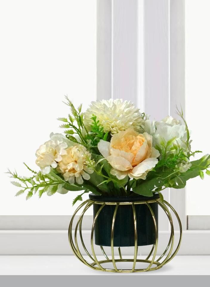 Alissa 2 Pieces Artificial Flowers With Flower Vase Home Decoration Originality Office Cabins Tables  - Image 2