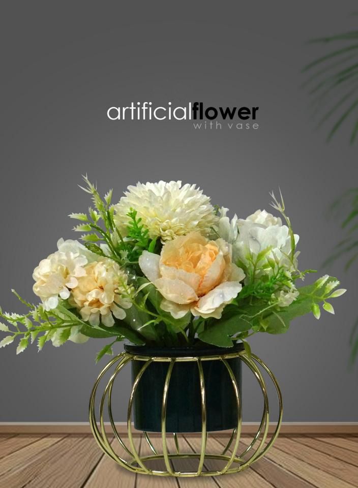 Alissa 2 Pieces Artificial Flowers With Flower Vase Home Decoration Originality Office Cabins Tables  - Image 5