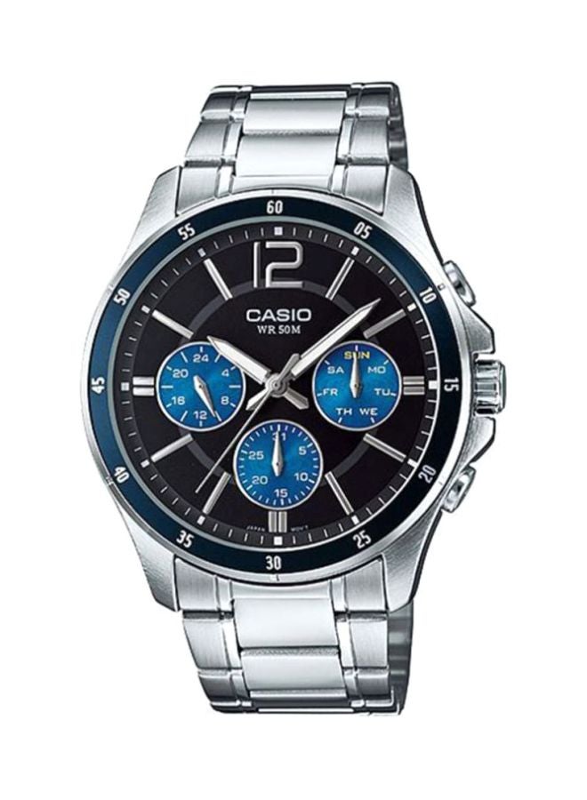 CASIO Men Stainless Steel Analog Wrist Watch MTP-1374D-2A - 47 mm - Silver - Image 1