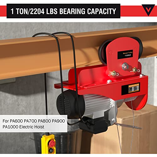 POWLAB I Beam Trolley 1 Ton/2205 LBS Electric Hoist Manual Trolley, Adjustable 2.68"-4.33" Beam Trolley for PA600-PA1000 Hoist, Push Overhead Dual Wheel I-Beam Trolley for Straight & Curved Lifting - Image 5