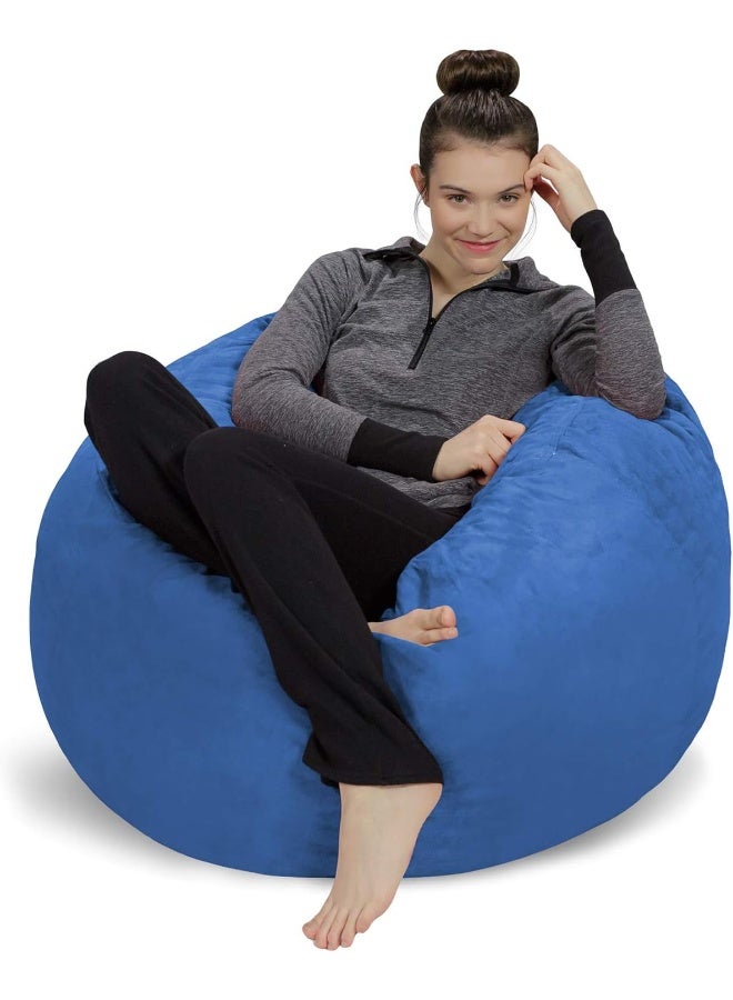 Sofa Sack صوفا ساك - كرسي bean bag فائق النعومة - كرسي bean bag من رغوة الذاكرة مع غلاف ميكروسويد - أثاث وإكسسوارات محشوة بالرغوة لغرفة النوم - أزرق ملكي 3'  - Image 1