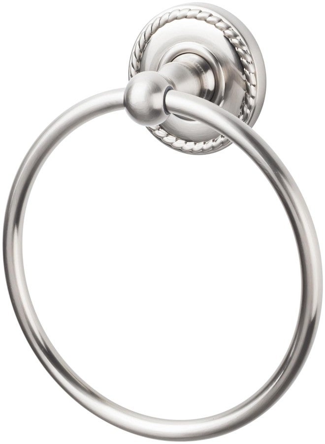 Top Knobs ED5BSNF Bath Edwardian Collection 2.5 Inch Towel Ring with Rope Backplate, Brushed Satin Nickel Finish - Image 1
