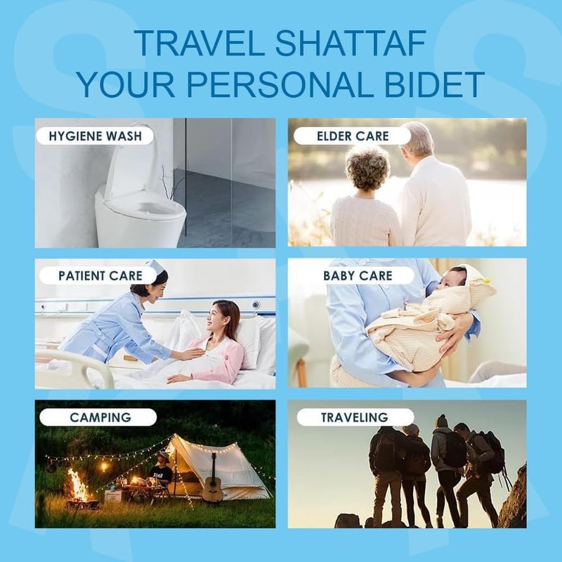SASKA Rechargeable Portable Travel Hand Held Bidet Toilet Spray Shattaf- Portable Shattaf for Hygiene Cleaning with 2.3L Water Container - Image 5
