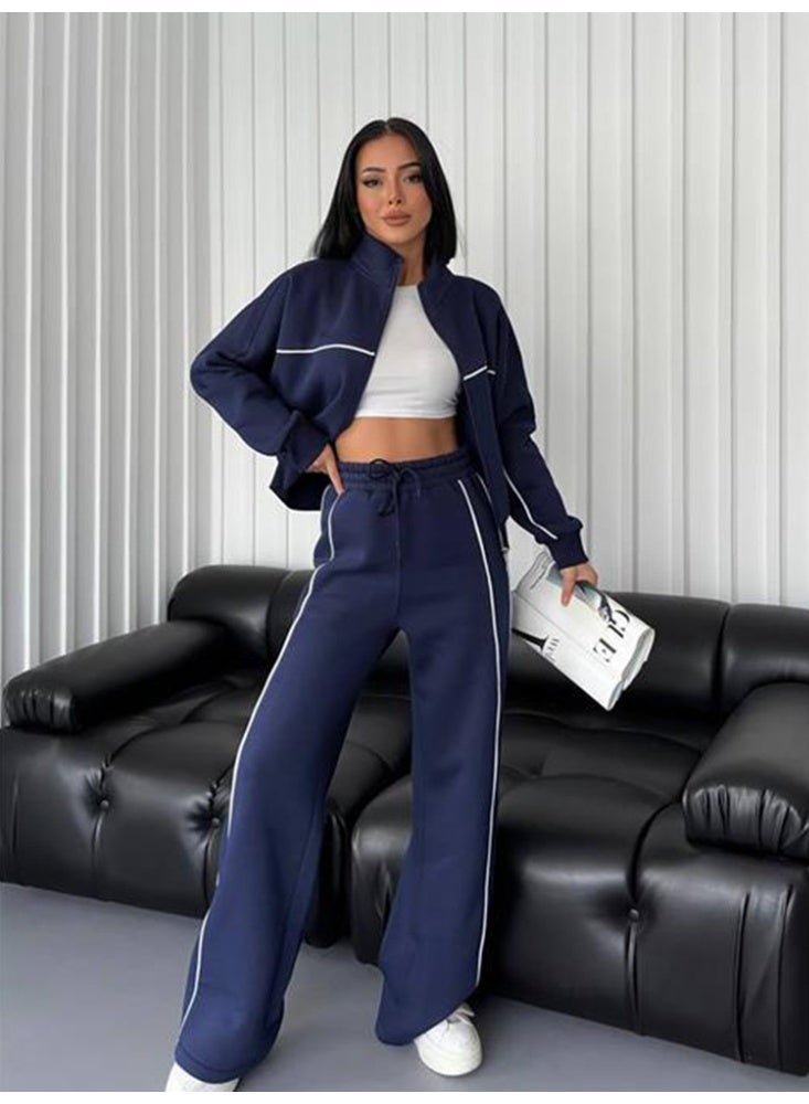 NIBEMINENT Two Piece Sets Pant Set Tracksuit Women Jogger Sweatshirts Autumn Winter Sports Elastic Waist Streetwear Pants Matching Sets - Image 1