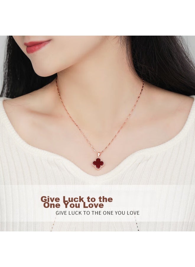Manhe S999 Sterling Silver Four-leaf Clover Necklace For Women, New Style, Birthday Gift For Women, Qixi Festival And Valentine's Day Present For Girlfriend - Image 1