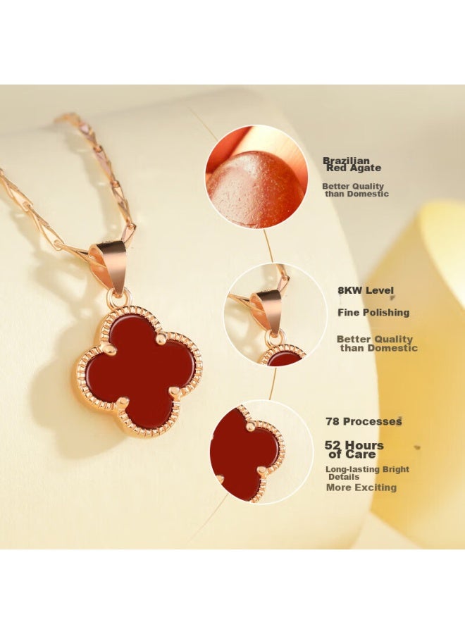 Manhe S999 Sterling Silver Four-leaf Clover Necklace For Women, New Style, Birthday Gift For Women, Qixi Festival And Valentine's Day Present For Girlfriend - Image 2