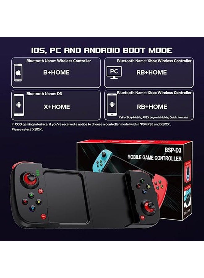 أدوات تحكم الألعاب المحمولة متوافقة مع iPhone وiOS وAndroid وPS4/Switch وPC، تشمل أدوات تحكم بلوتوث المحمولة من نوع MFi، وعصي التحكم، وأدوات التحكم من نوع Type-C. - Image 3