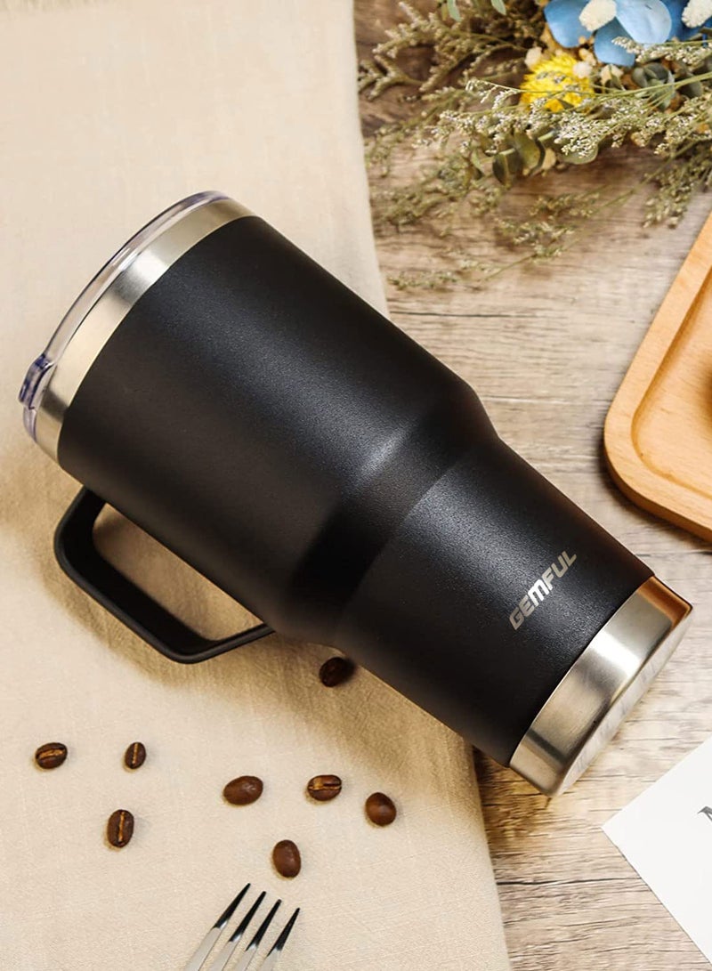 GEMFUL 30OZ Metal Travel Cup – Leakproof Insulated Water Bottle with Straw – Reusable Stainless Steel Mug for Coffee & Iced Drinks - Image 3