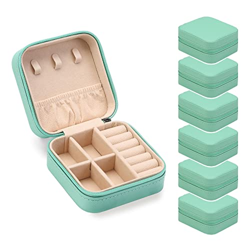 ZPROW Travel Jewelry Case Mini Portable Jewelry Travel Boxes Small Jewelry Organizer for Rings Earrings Pendants Watches Necklaces Lipsticks Organizer Storage HolderCyan Blue6packs - Image 1