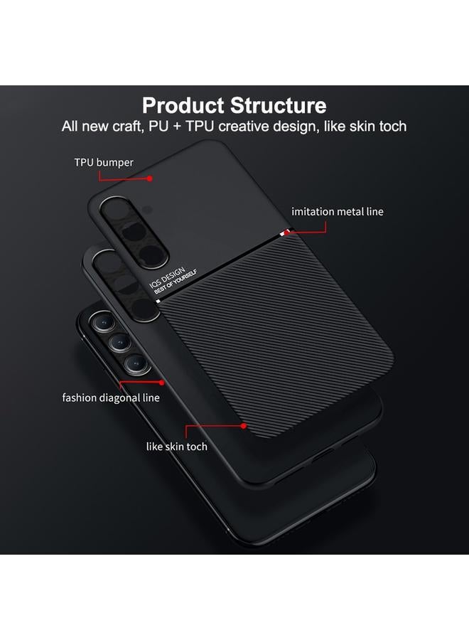 S-TOP Case For Samsung Galaxy M35 Classic Tilt Strip Grain Magnetic PC Hybrid TPU Phone Case - Image 4