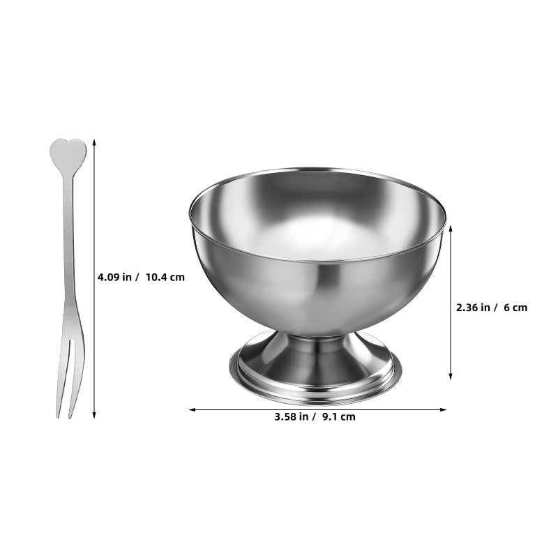 DEARMAMY 4 Pcs Stainless Steel Dessert Cup, 5.5oz Ice Cream Footed Bowls with Forks Silver Serving Bowls Mini Desserts Bowls for Sundae Fruit Ice Cream Pudding Small Snacks Sauce, Dishwasher Safety - Image 2