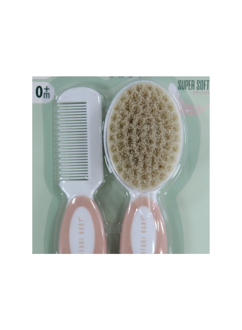 سفاري مجموعة فرشاة ومشط ناعمة للأطفال من سفاري بيبي - لون السلمون - Image 3