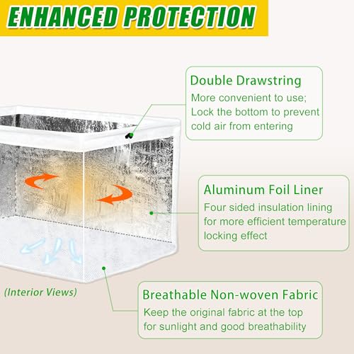 UYEDUJZ Plant Covers Freeze Protection 4.6 x 2.3 x 1.5FT Rectangular Plant Cover for Winter, 2 Pcs Frost Cloth for Outdoor Plants Raised Garden Bed Cover, Winter Frost Blanket with Insulated Liner Drawstring - Image 3