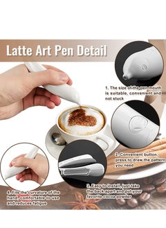 Furtey Electrical Latte Art Pen, Coffee Carving Pen, Spice Pen for Coffee Art, Cake Decoration Portable Pen Cappuccino Coffee Carving Pen Professional Baking Pastry Tools  - Image 3