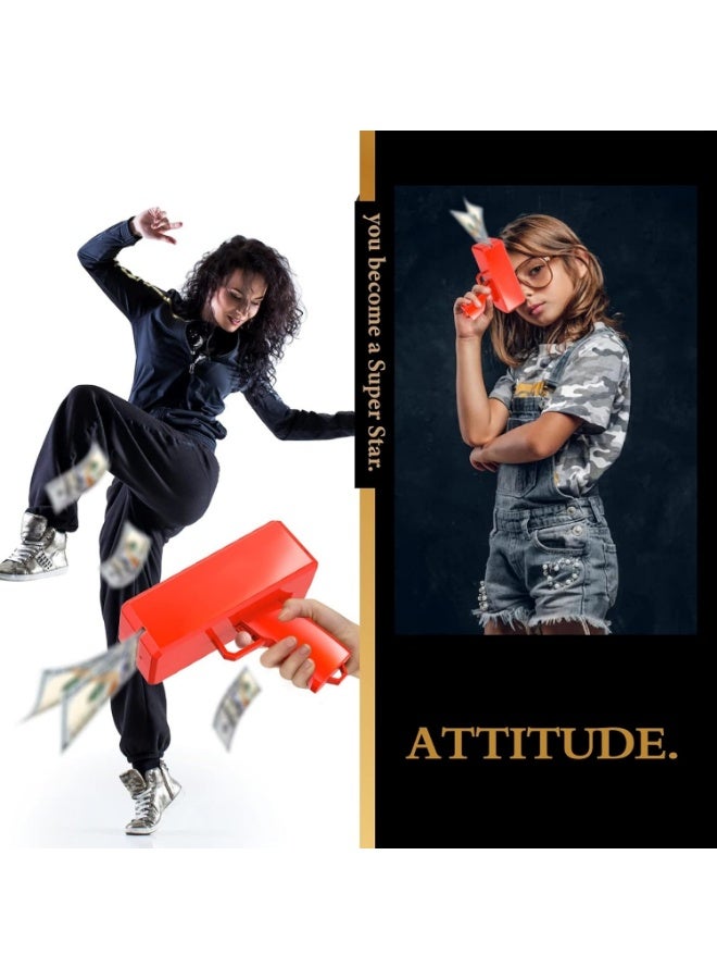 Meetion Money Gun Paper Playing Spary Toy Gun, Prop with 100 Pcs Play Cash Party Supplies - Image 2