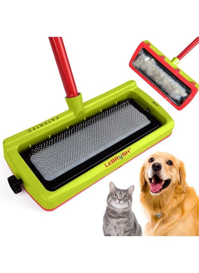 LeBRUSH - 2.0 Pet Hair Remover for Carpet for Short & Long Cat, Dog Hair | Remover for Carpet & Couch, Carpet Rake, Pet Hair Removal Tool, Carpet Broom, Pet Hair Rake, Dog Fur Remover Green - Image 1