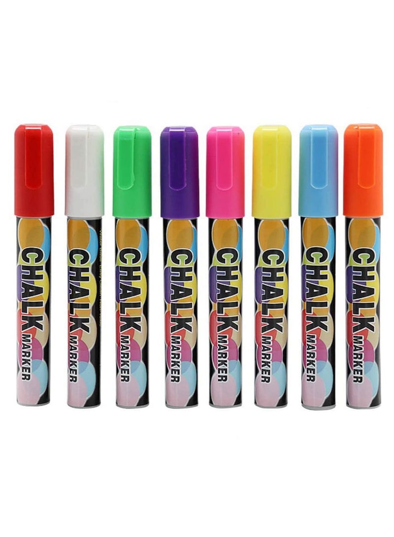 Generic 8 Pack Liquid Chalk Markers Colorful Erasable Chalkboard Pens for Glass Windows Blackboard 6mm Reversible Tip Dry Erase Markers 8 Vibrant Colors for Kids Adult  - Image 1
