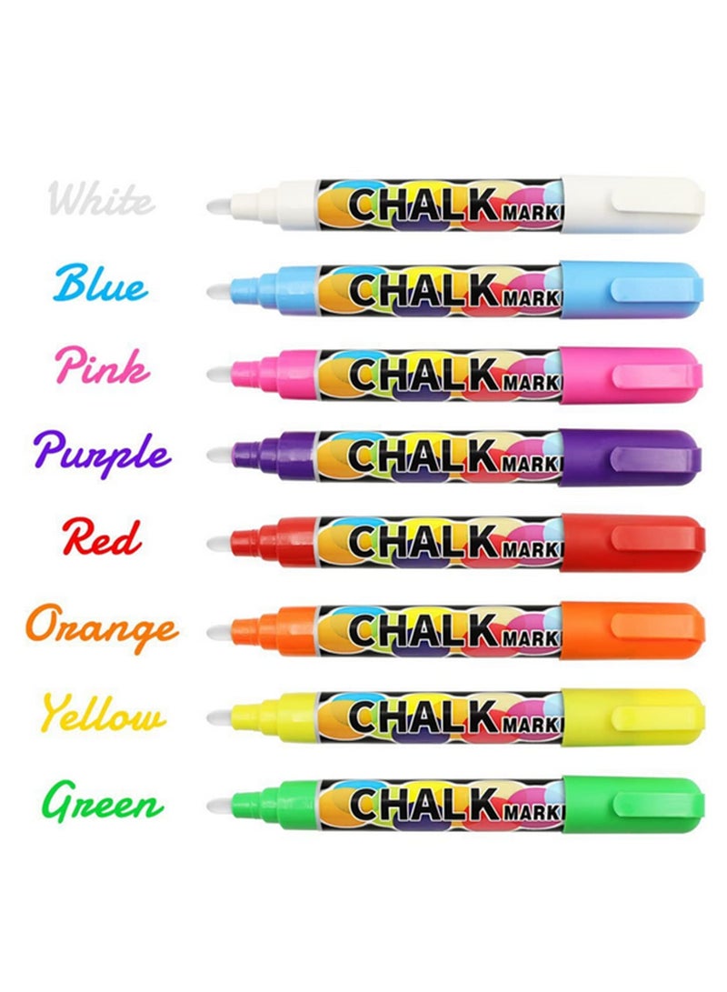 Generic 8 Pack Liquid Chalk Markers Colorful Erasable Chalkboard Pens for Glass Windows Blackboard 6mm Reversible Tip Dry Erase Markers 8 Vibrant Colors for Kids Adult  - Image 3