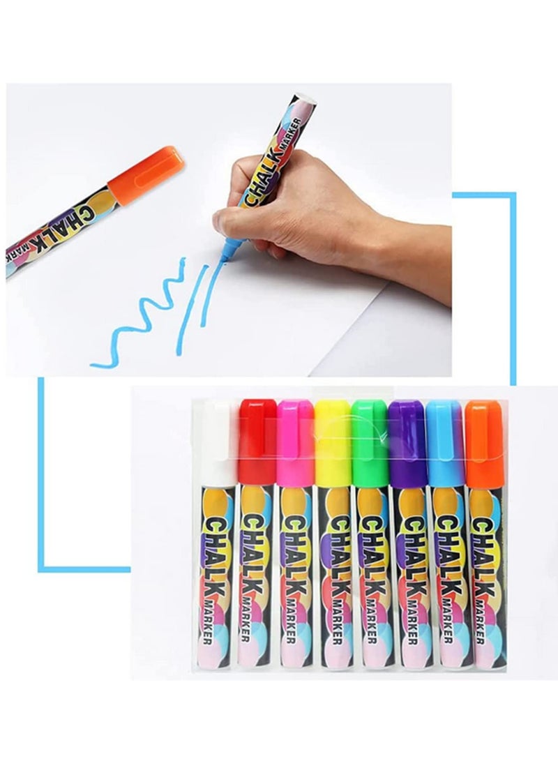 Generic 8 Pack Liquid Chalk Markers Colorful Erasable Chalkboard Pens for Glass Windows Blackboard 6mm Reversible Tip Dry Erase Markers 8 Vibrant Colors for Kids Adult  - Image 4