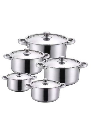 10 Pcs Tri-ply Stainless Steel Cookware Set - Induction Compatible, Dishwasher Safe, Oven Safe, Ergonomic Handles, and Chrome Finish - pzsku/ZAFD1739F59B9C52D5606Z/45/1748256384/0bd94d9b-c101-4b4a-b664-a606e3522454
