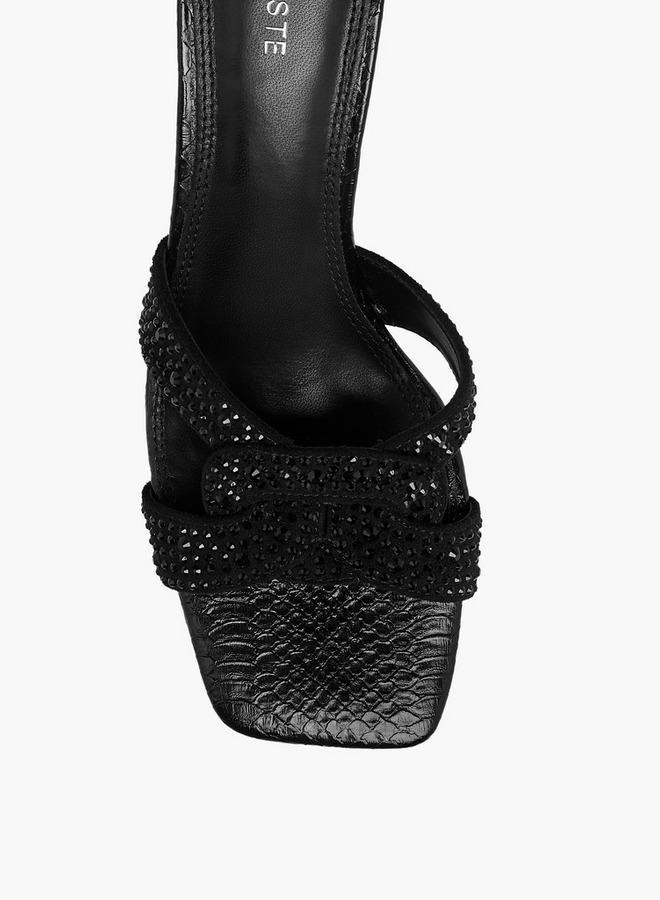 سيليست صنادل نسائية مزينة بكعب مائل سهلة الارتداء - Image 4