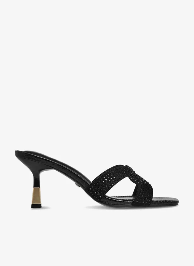 Celeste Women's Embellished Slip-On Sandals with Flared Heels