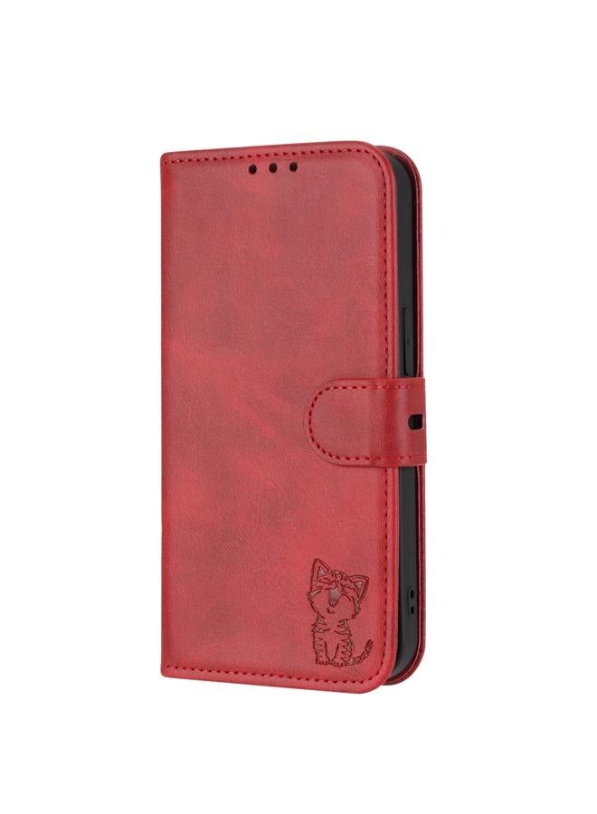 S-TOP Case For Samsung Galaxy A05 Embossed Happy Cat Pattern Flip Leather Phone Case - Image 2